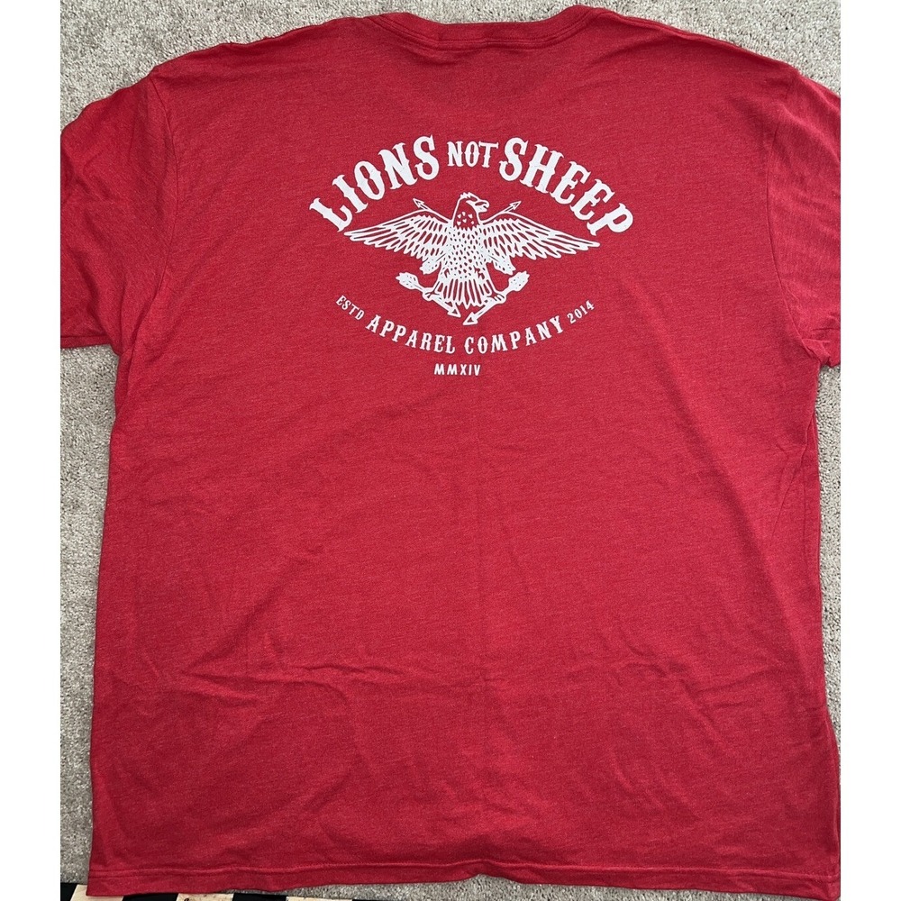 Lions Not Sheep Mens T-Shirt Size 3XL. Red NEW WITH TAGS
